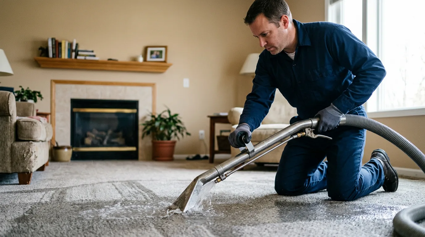 Water damage restoration technician working near Danville, IN